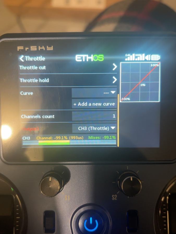 X18 RF settings used while configuring the receiver